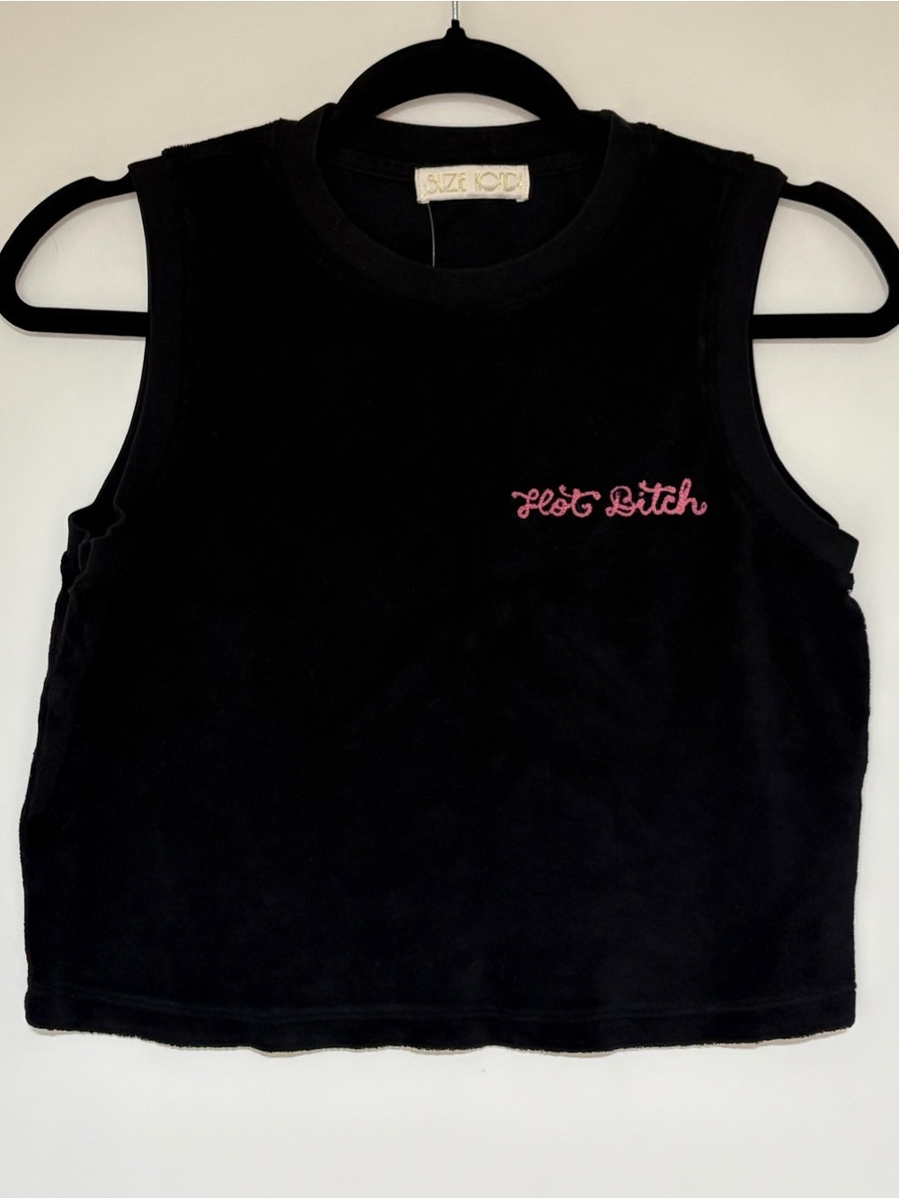 Suzie Kondi Women’s Black Terry Cropped Tank Top Size Medium